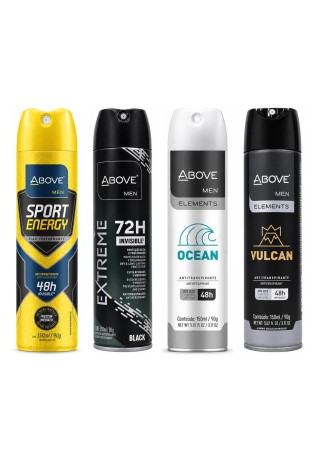 Kit 4 Desodorantes Above Men Sport + Ocean + Black + Vulcan — ABOVE