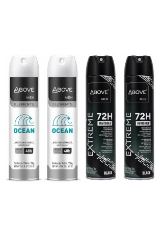 Kit 4 Desodorantes Above Men Ocean + Extreme Black 150ml — ABOVE