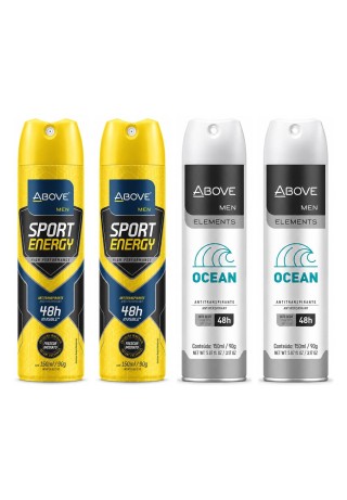 Kit de 4 Desodorantes Above Men: 2 Ocean + 2 Sport Energy — ABOVE
