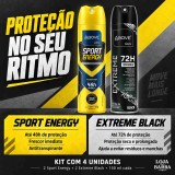 Kit 4 Desodorantes Above Men Sport Energy + Extreme Black — ABOVE