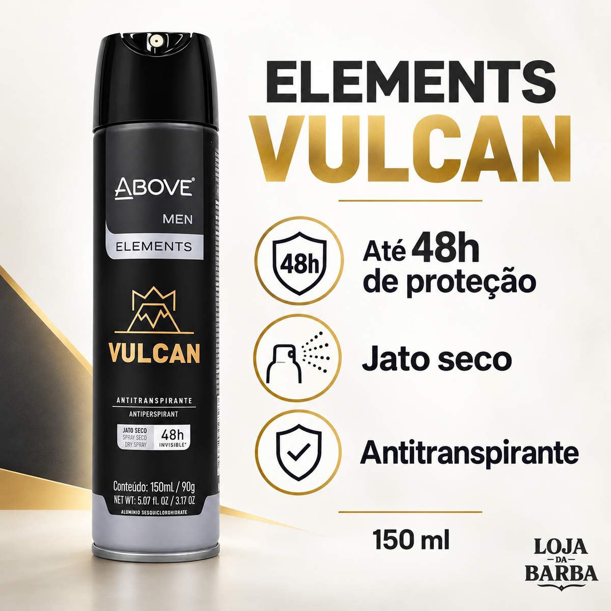 Kit 3 Desodorantes Above Men Elements Vulcan 150ml 48h — ABOVE