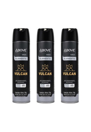 Kit 3 Desodorantes Above Men Elements Vulcan 150ml 48h — ABOVE