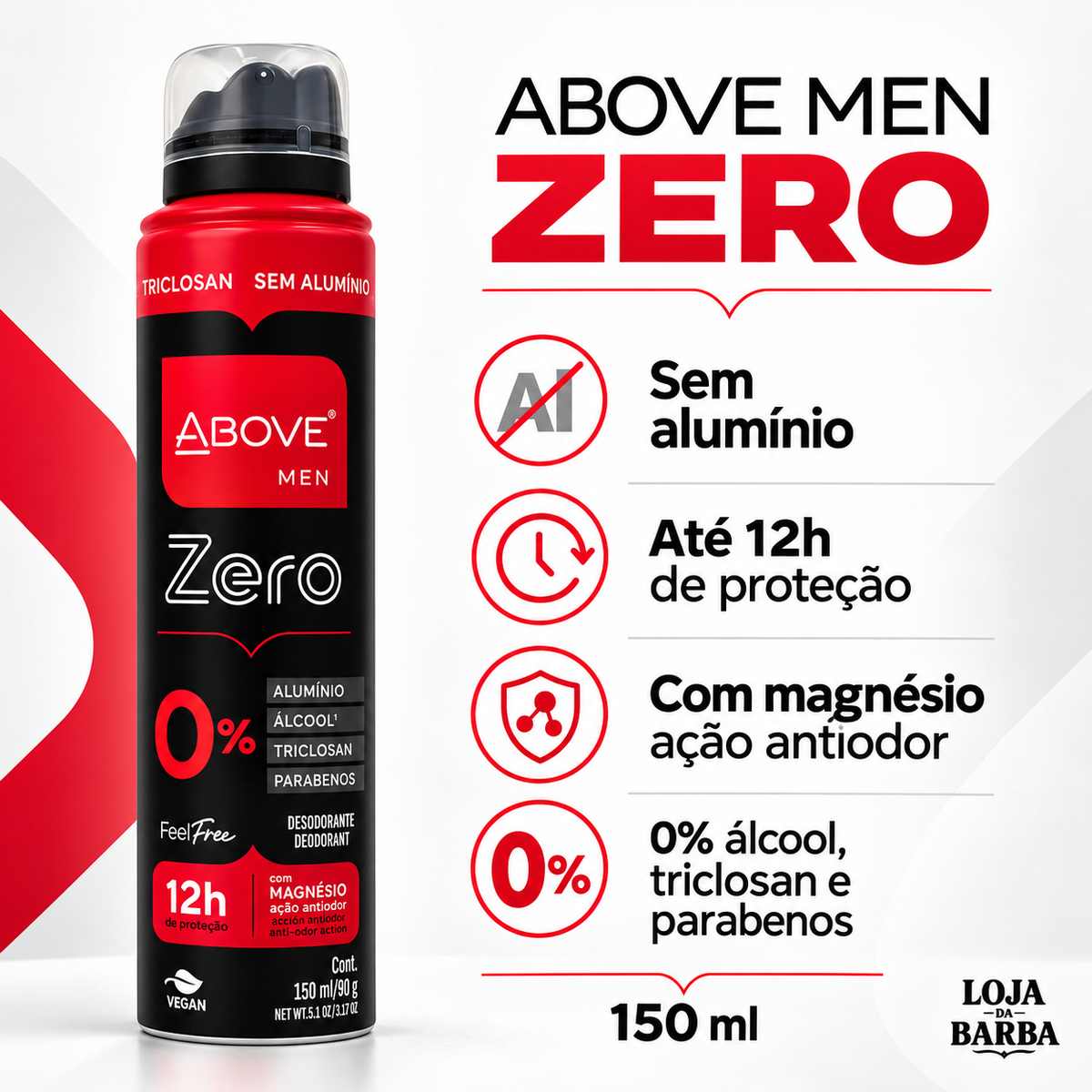 Kit 3 Desodorantes Above Men Feel Free Zero 150ml — ABOVE