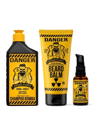 Kit para Barba Danger Barba Forte Shampoo Balm e Óleo — BARBA FORTE
