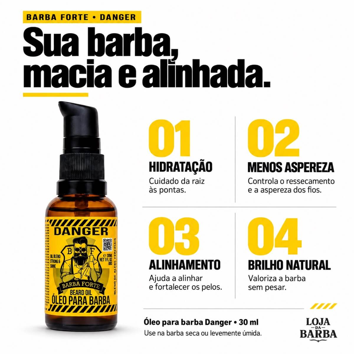 Kit para Barba Danger Barba Forte Shampoo Balm e Óleo — BARBA FORTE