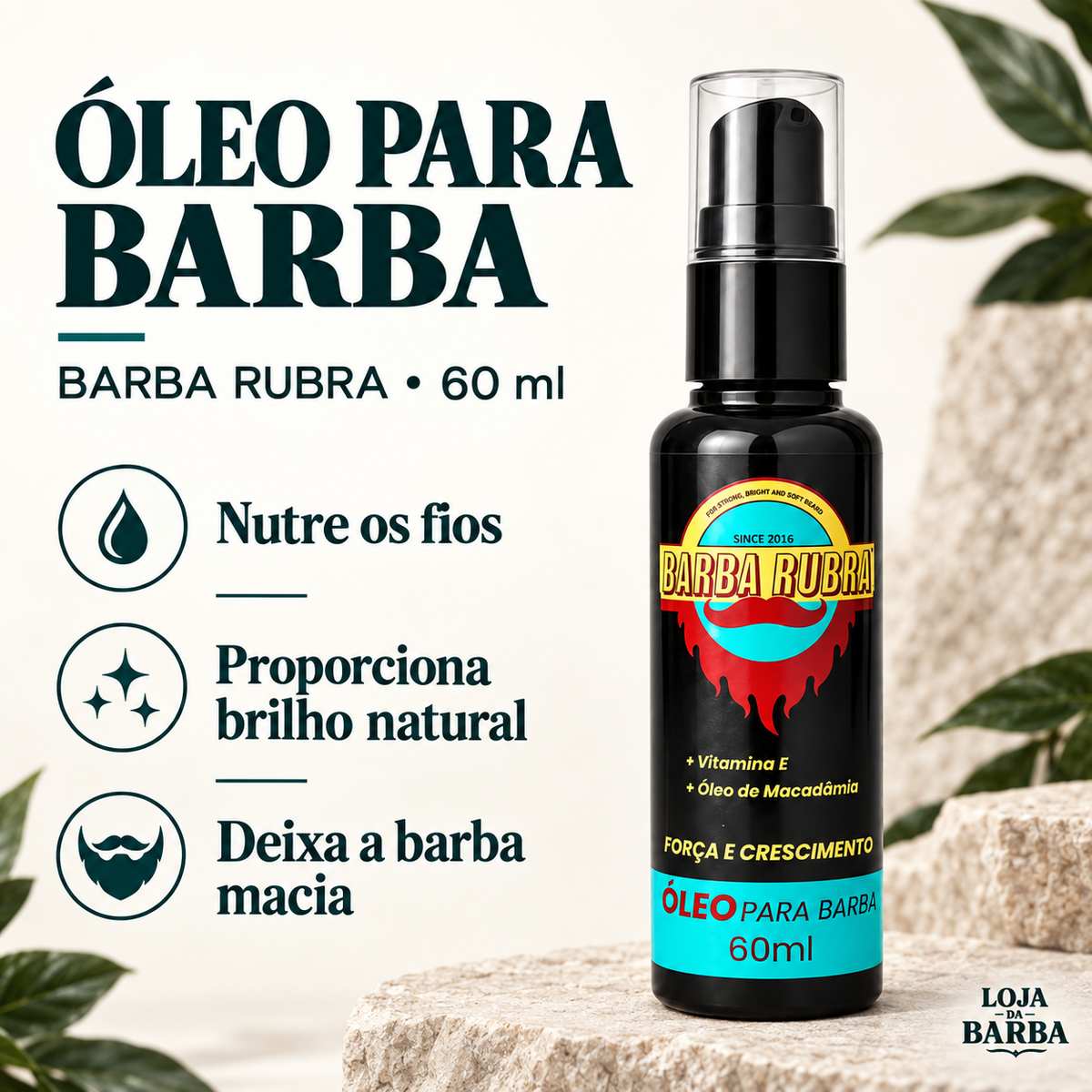 Óleo para Barba 60ml Barba Rubra — Maciez e Brilho — BARBA RUBRA