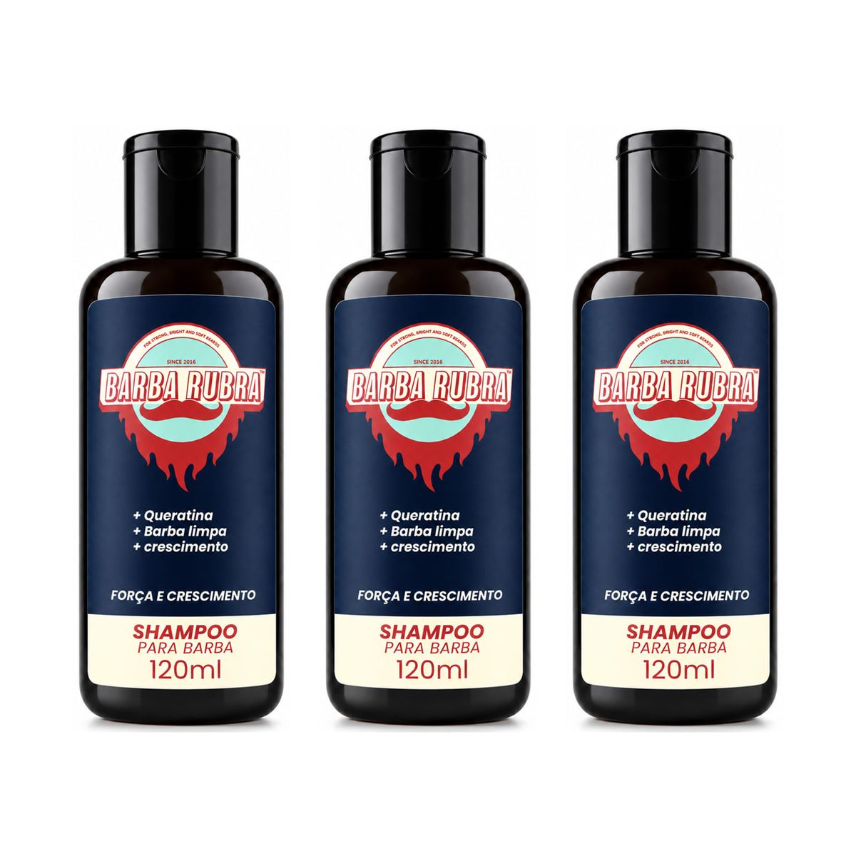 Kit 3 Shampoos para Barba - Barba Rubra 120ml Uso Diário — BARBA RUBRA