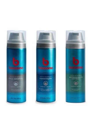 Kit 3 Espumas Bozzano Refrescante Sensível e Hidratação — BOZZANO