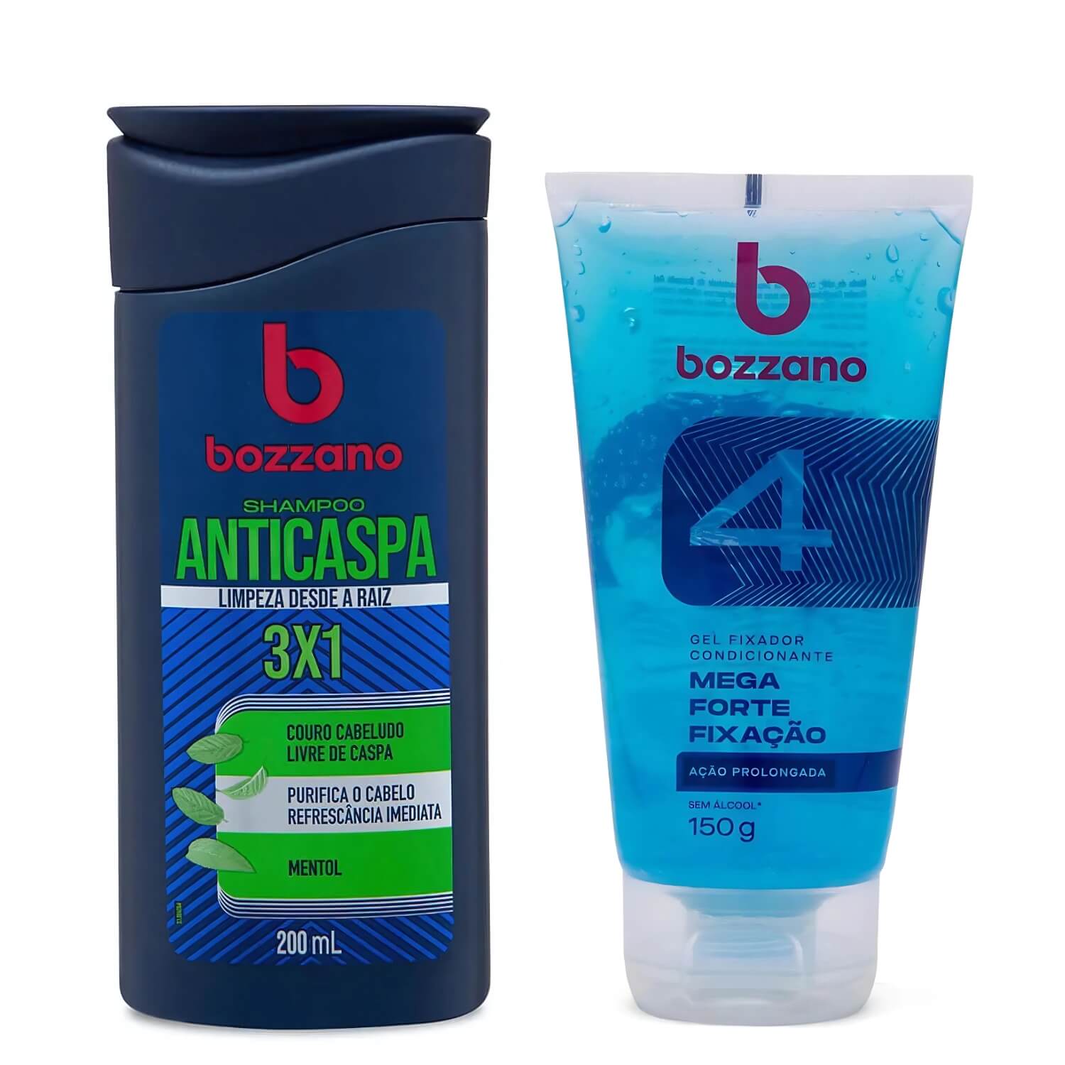 Kit Bozzano Shampoo Anticaspa + Gel Fixador Mega Forte 4 — BOZZANO