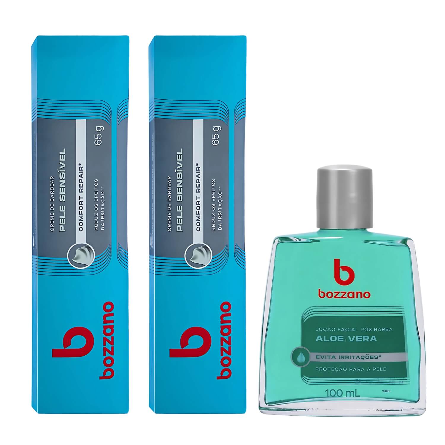 Kit 2 Creme Pele Sensível e Loção Pós Barba Bozzano Aloe Vera — BOZZANO