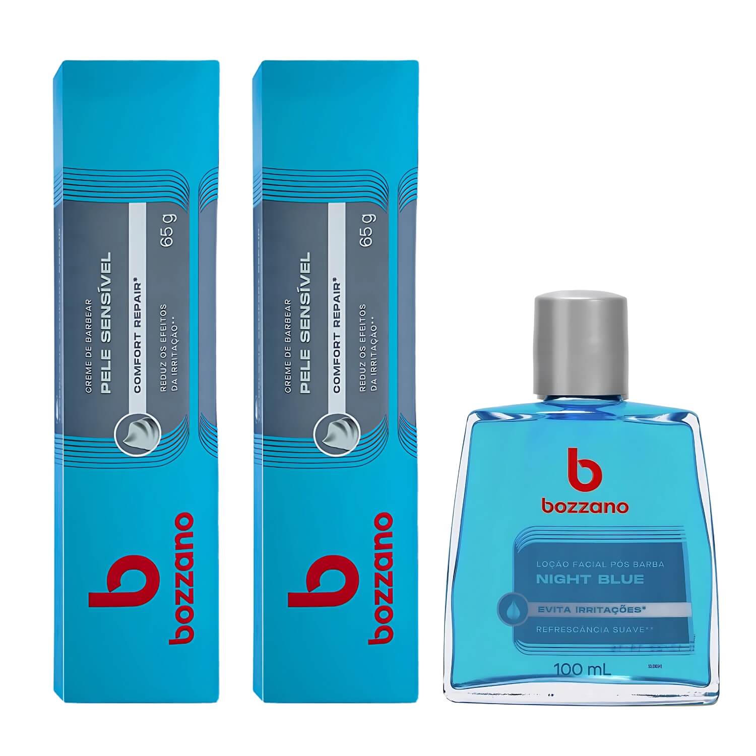Kit 2 Creme de Barbear e Loção Pós Barba Bozzano Night Blue — BOZZANO