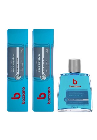 Kit 2 Creme de Barbear e Loção Pós Barba Bozzano Night Blue — BOZZANO