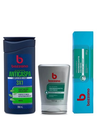 Kit Creme de Barbear + Gel Pós Barba e Shampoo Anticaspa Bozzano — BOZZANO