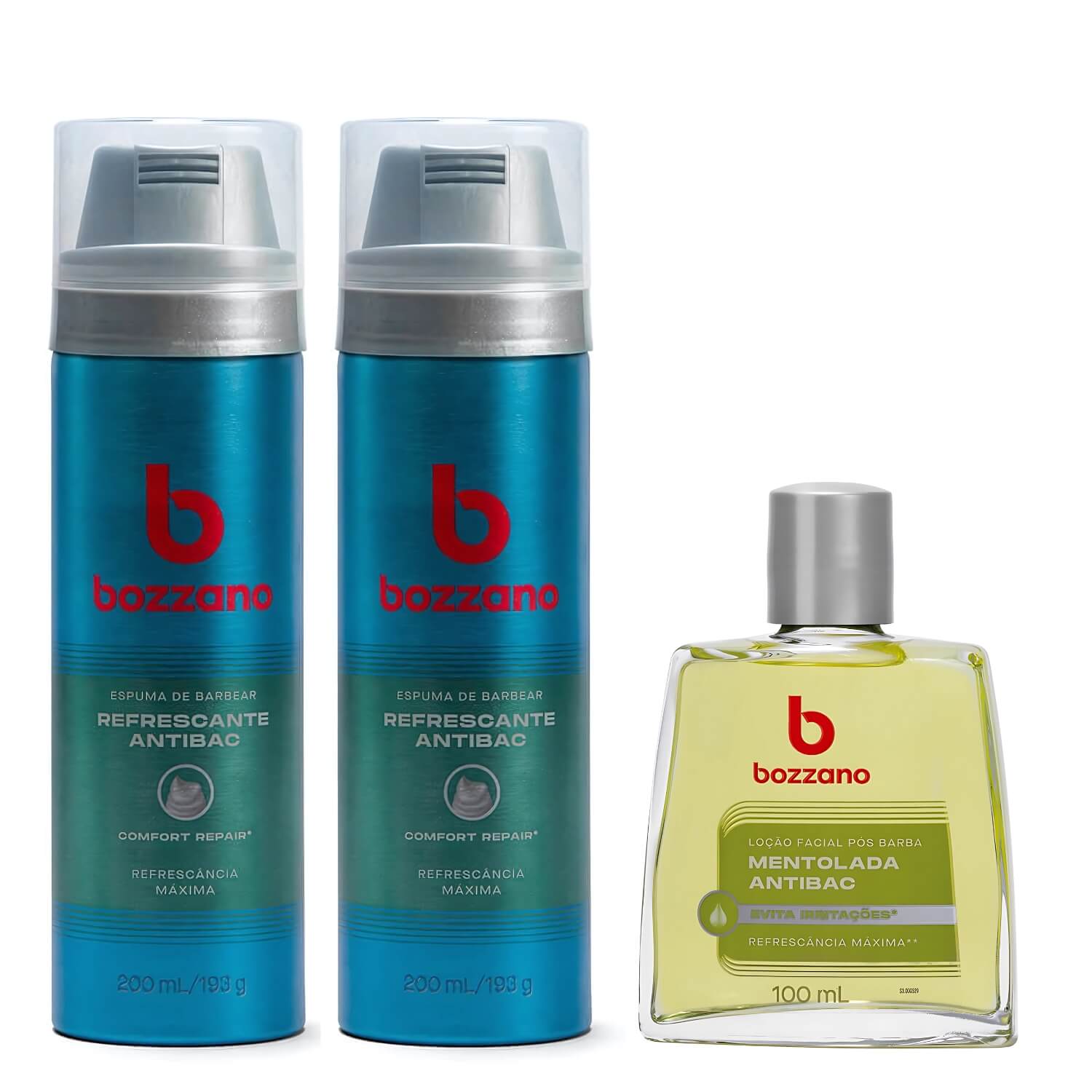 Kit 2 Espumas e Loção Pós-Barba Bozzano Antibac — BOZZANO