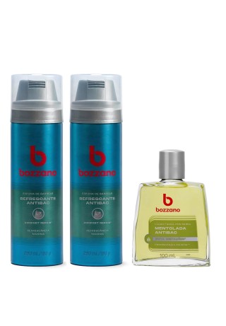 Kit 2 Espumas e Loção Pós-Barba Bozzano Antibac — BOZZANO