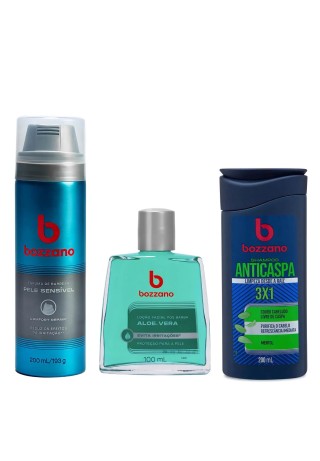 Kit Shampoo Anticaspa Bozzano + Espuma Pele Sensível e Loção Aloe Vera — BOZZANO