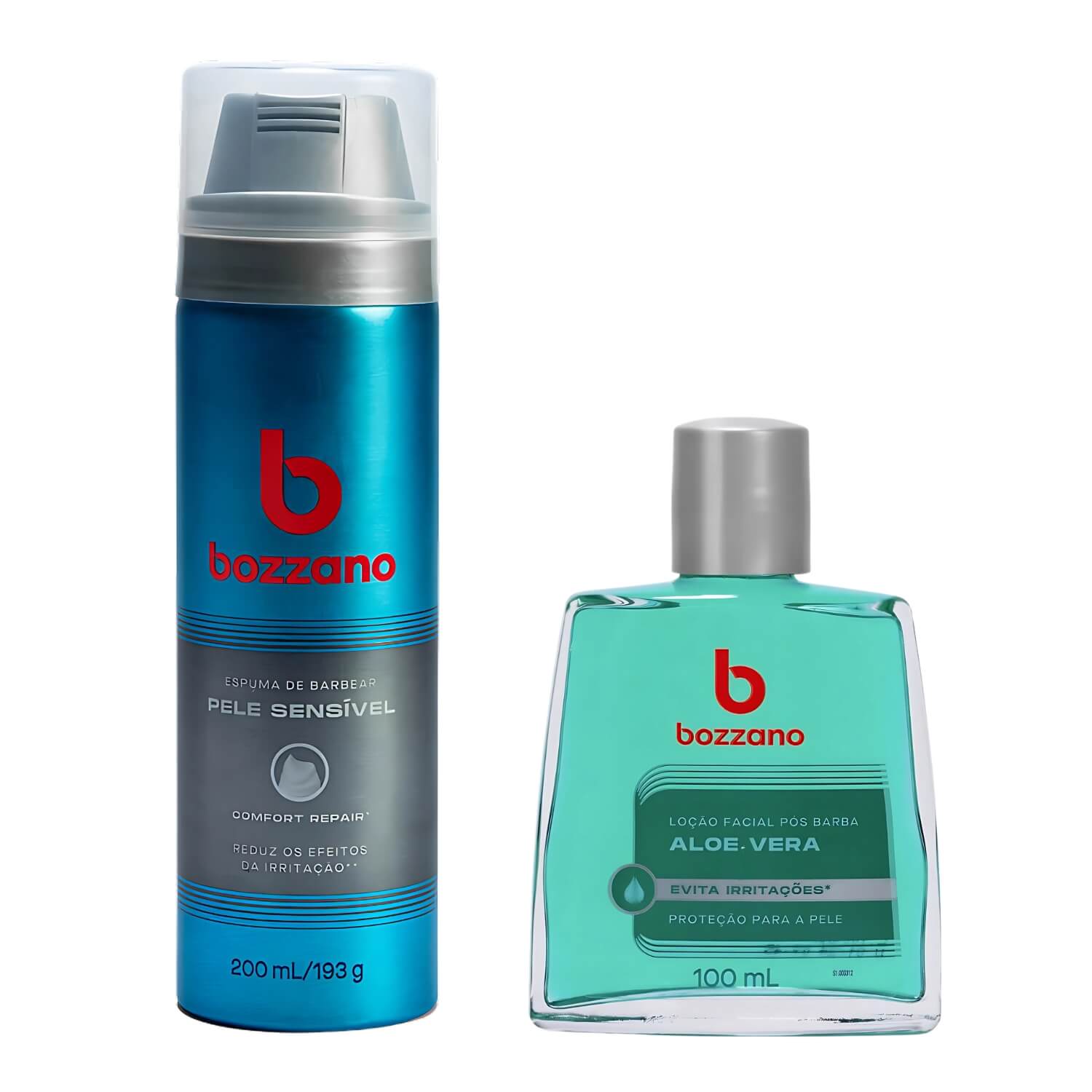 Kit Espuma de Barbear Pele Sensível e Loção Pós Barba Bozzano Aloe Vera — BOZZANO