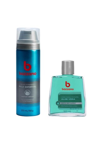 Kit Espuma de Barbear Pele Sensível e Loção Pós Barba Bozzano Aloe Vera — BOZZANO