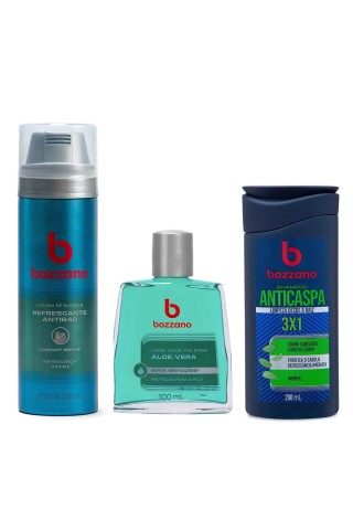 Kit Shampoo Anticaspa Bozzano + Espuma de Barbear e Loção Aloe Vera — BOZZANO