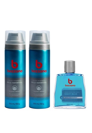 Kit 2 Espumas Pele Sensível e Loção Bozzano Night Blue — BOZZANO