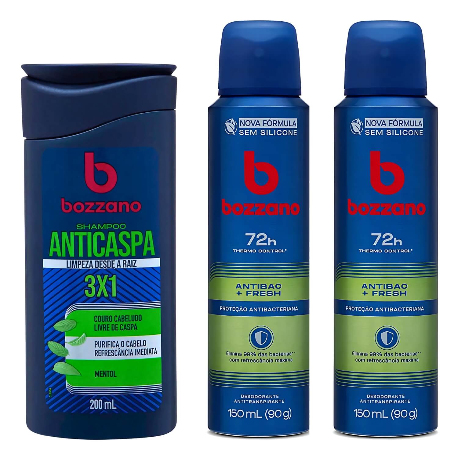 Kit Bozzano - Shampoo Anticaspa e 2 Desodorantes — BOZZANO