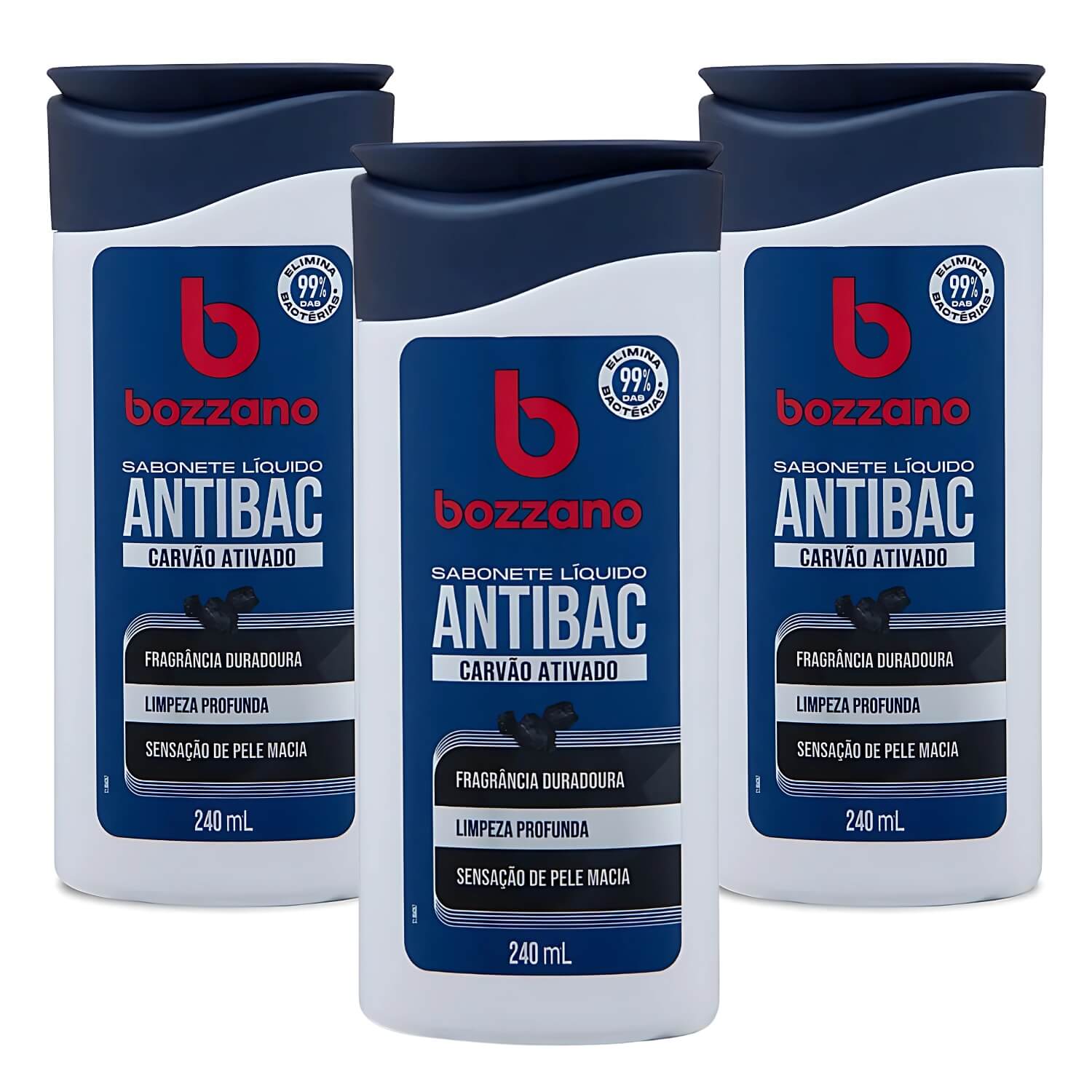 Kit 3 Sabonete Líquido Bozzano Antibacteriano Carvão Ativado — BOZZANO