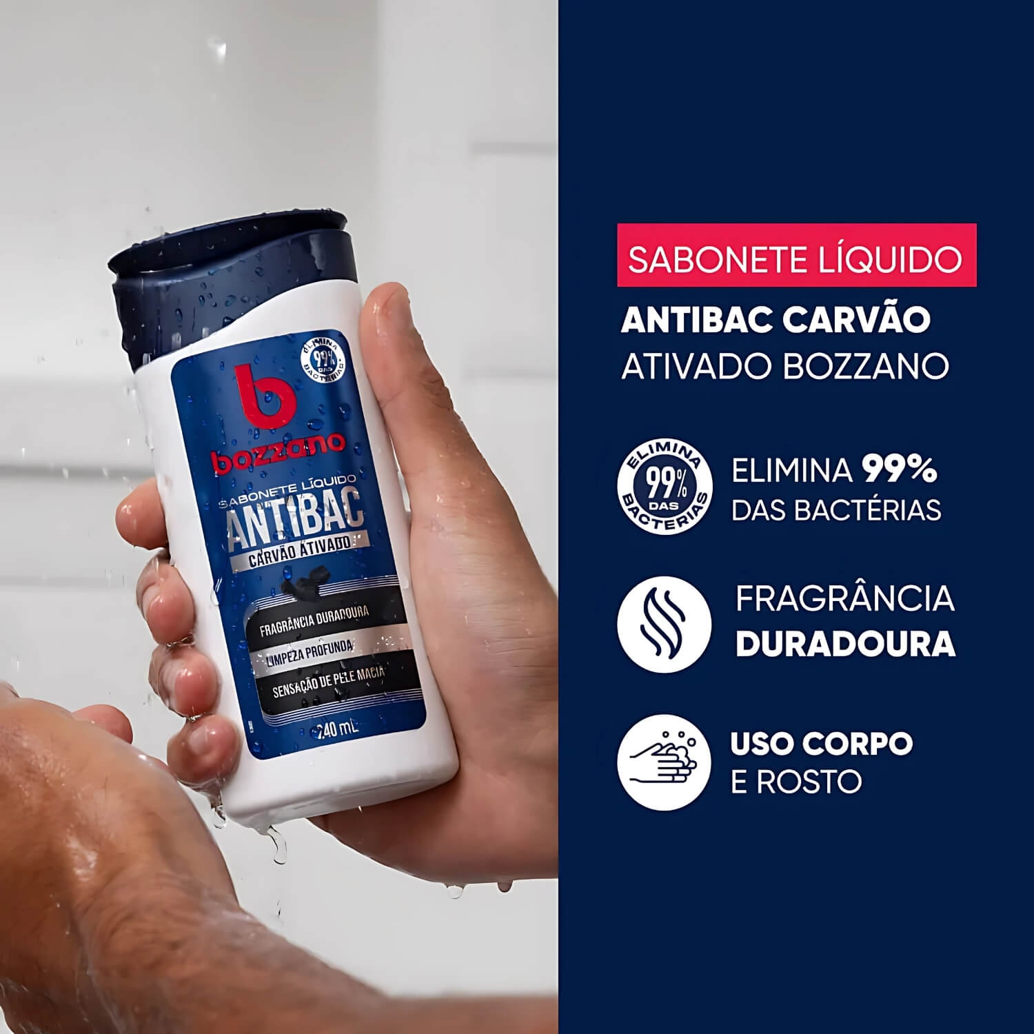 Sabonete Líquido Bozzano Antibac Carvão Ativado 240ml — BOZZANO