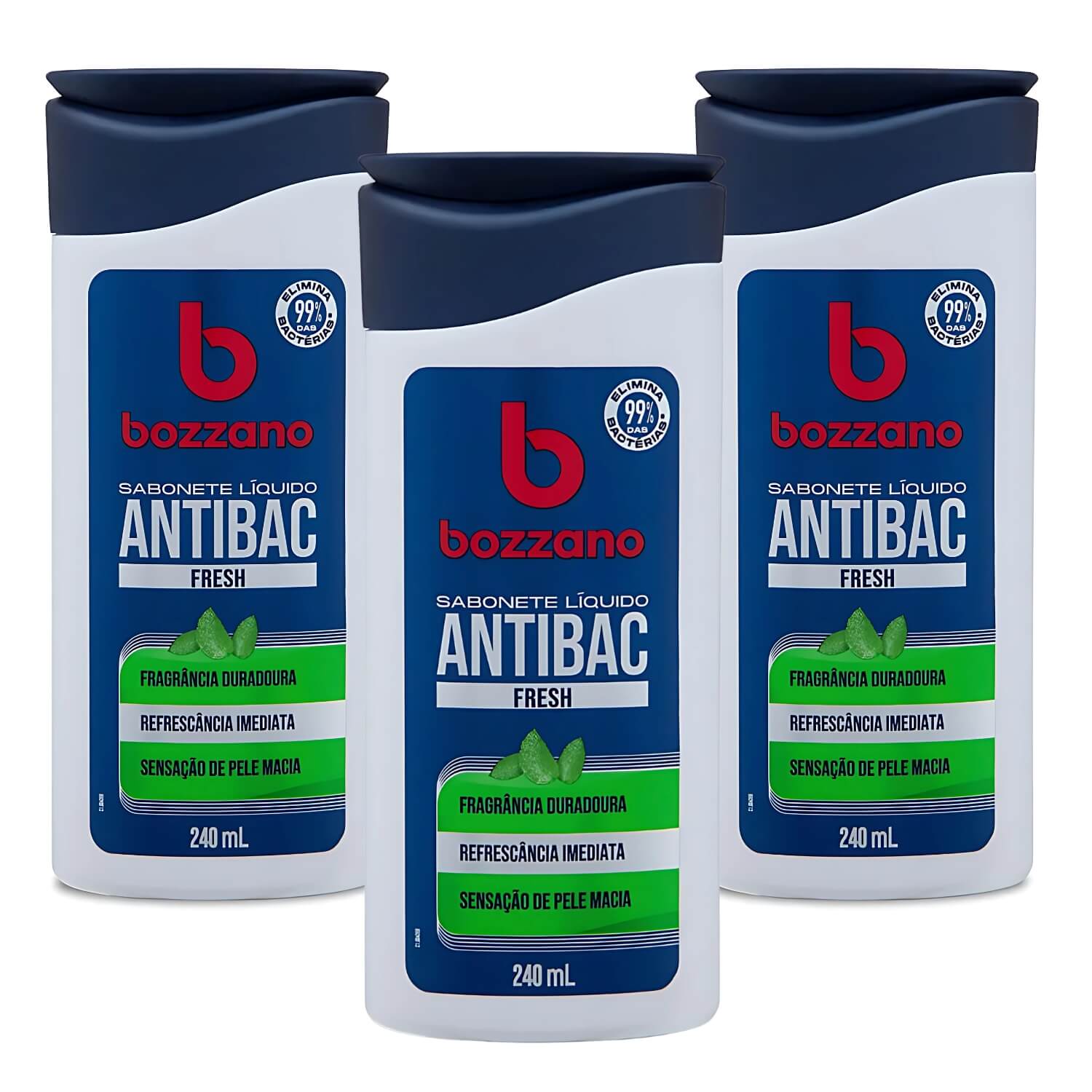 Kit 3 Sabonete Líquido Bozzano Antibac Fresh 240ml — BOZZANO