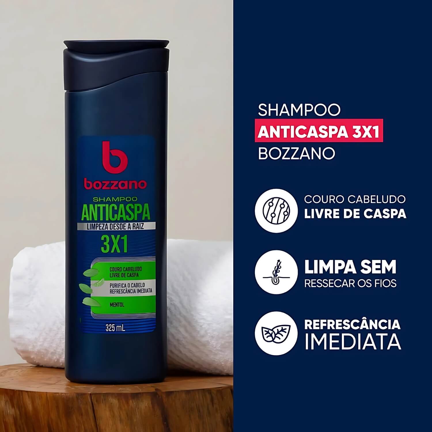 Kit 2 Shampoos Anticaspa Bozzano 3 em 1 — BOZZANO