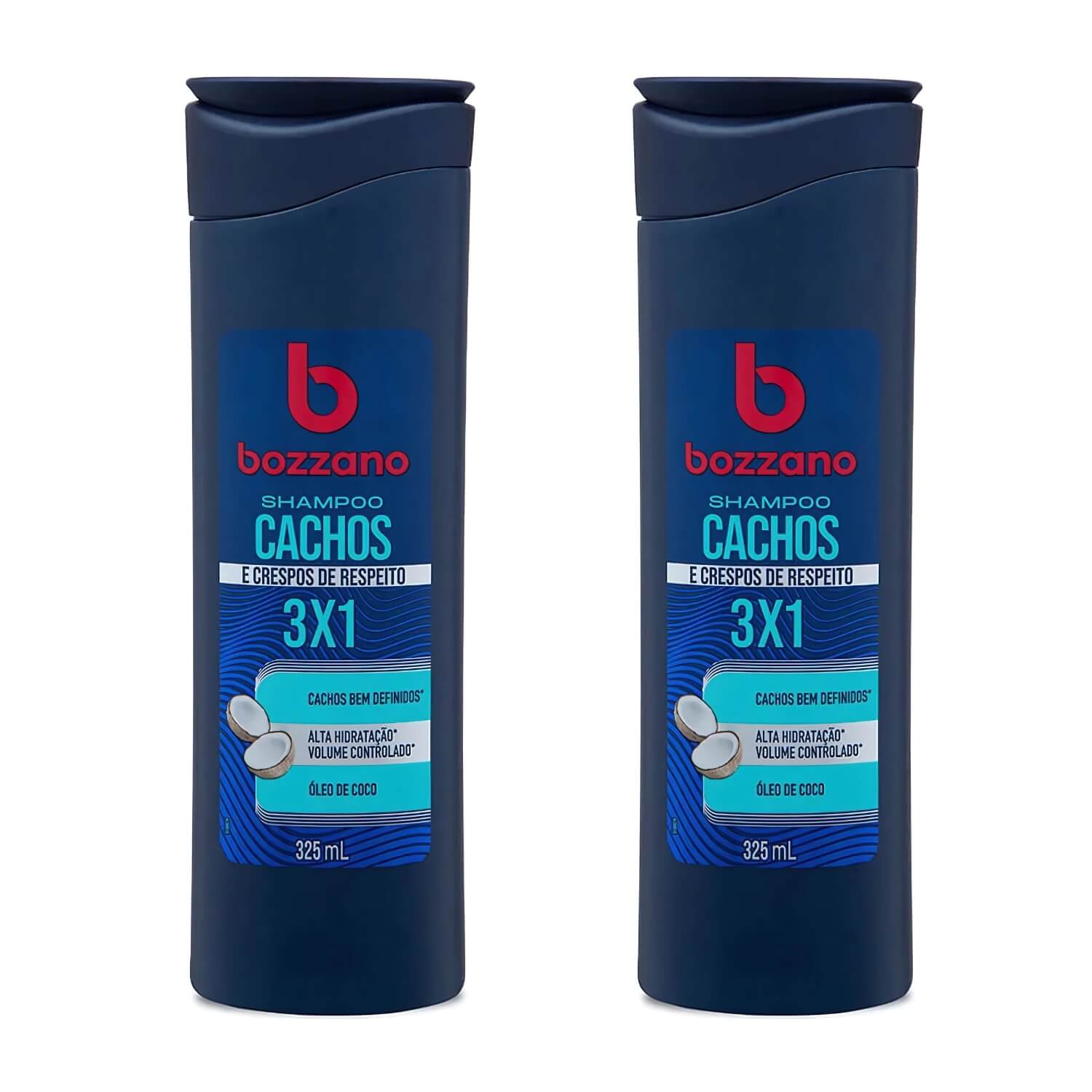 Kit 2 Shampoos Bozzano 3 em 1 Cachos e Crespos 325ml — BOZZANO