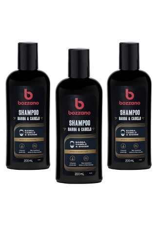 Kit 3 Shampoo para Barba, Cabelo e Bigode Bozzano 200ml — BOZZANO