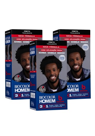 Kit 3 Tonalizantes Biocolor Homem 3x1 Bozzano Preto — BOZZANO