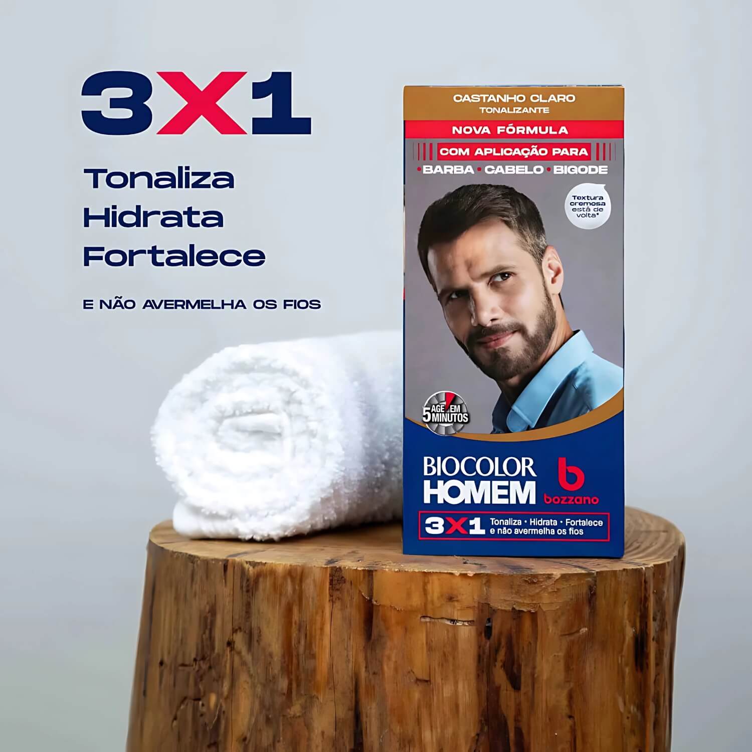 Kit 3 Tonalizantes Biocolor Homem Bozzano Castanho Claro — BOZZANO