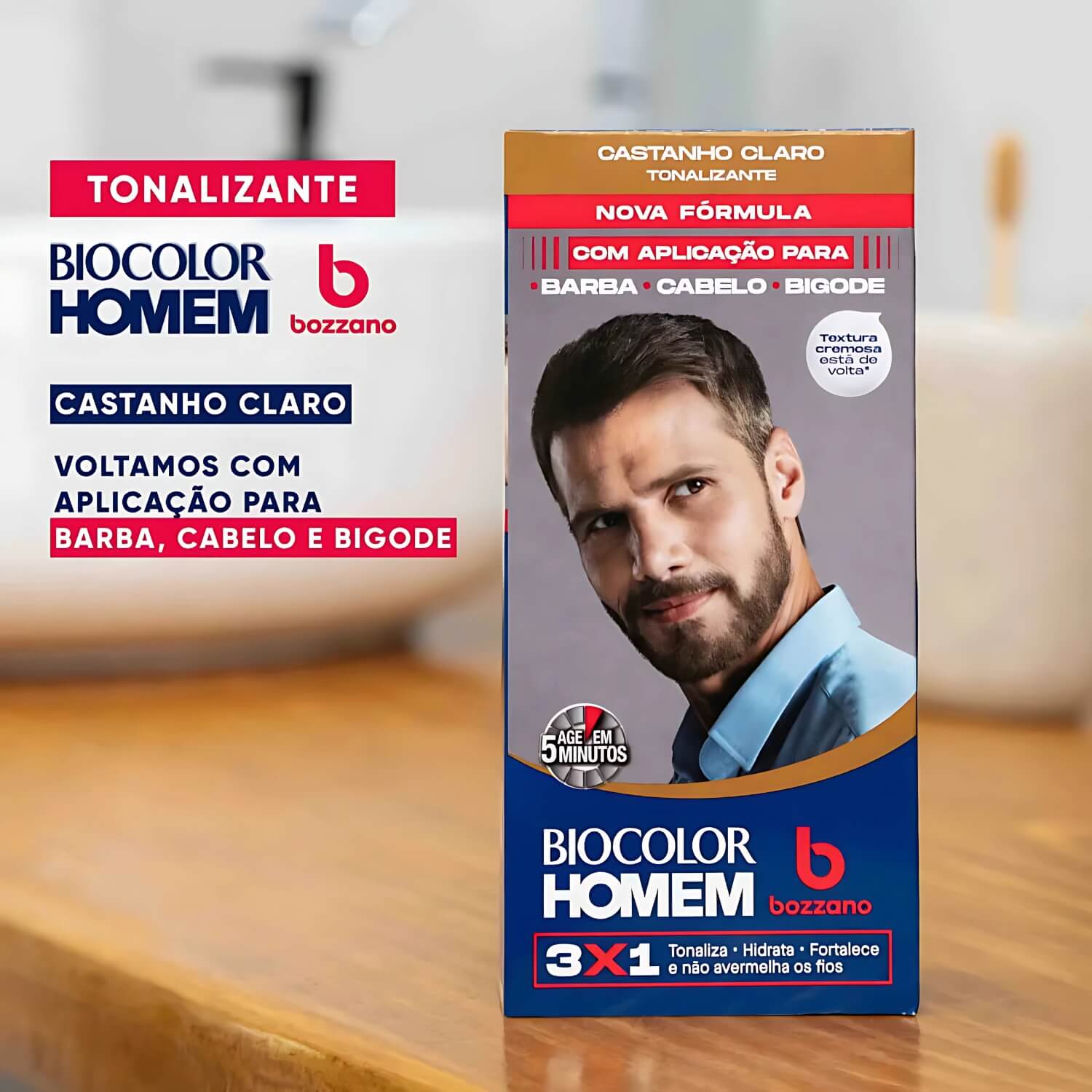 Kit 3 Tonalizantes Biocolor Homem Bozzano Castanho Claro — BOZZANO