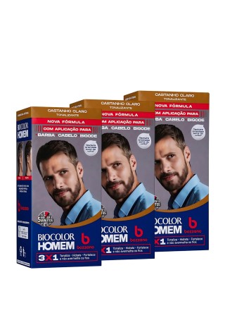 Kit 3 Tonalizantes Biocolor Homem Bozzano Castanho Claro — BOZZANO