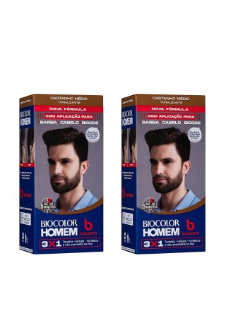 Kit 2 Tonalizantes Biocolor Homem Bozzano Castanho Médio — BOZZANO