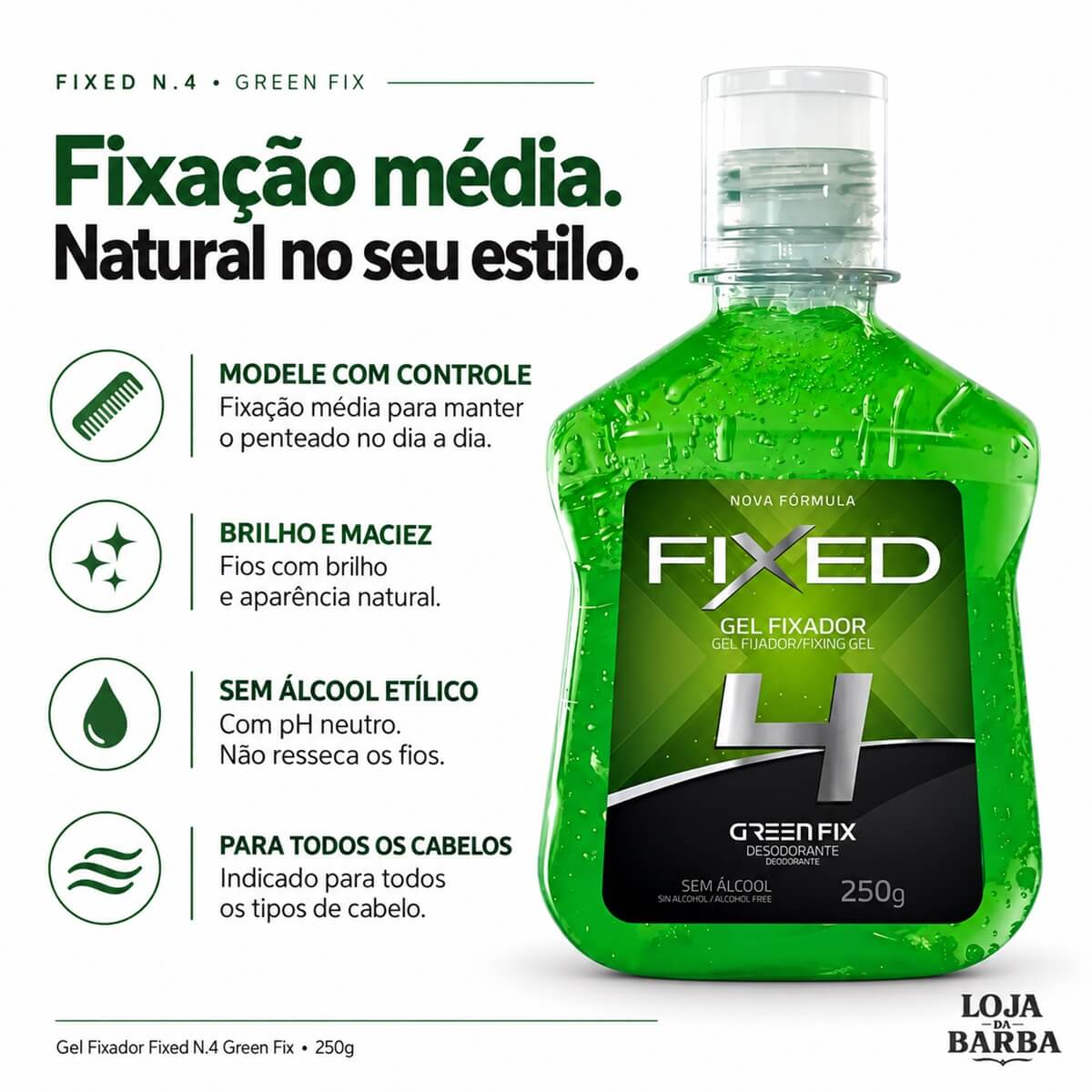 Kit 2 Gel Fixador Fixed N.4 Green Fix Fixação Média — FIXED