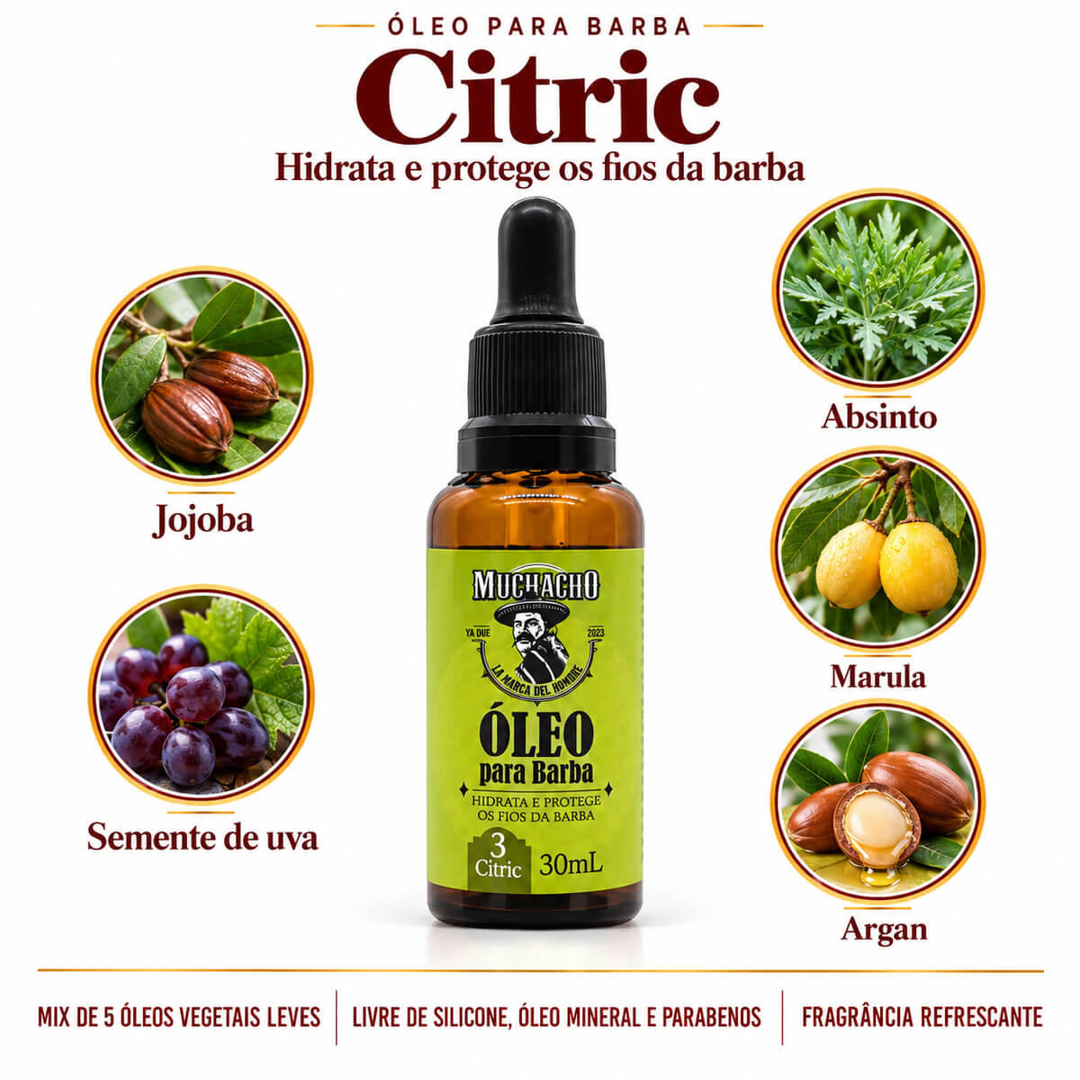 Óleo para Barba Muchacho Citric 30ml — MUCHACHO