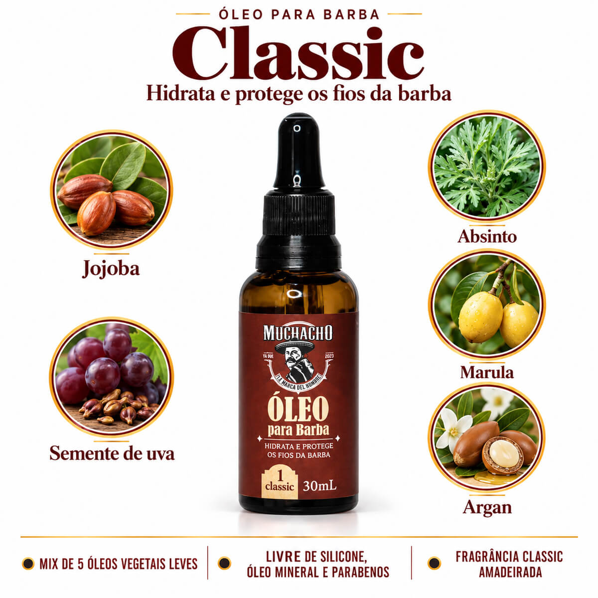 Kit de Barba Muchacho Classic - Shampoo + Balm + Óleo — MUCHACHO