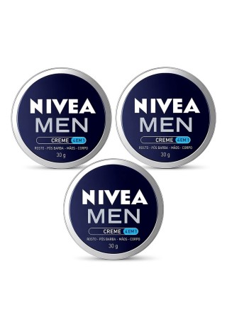 Kit 3 Cremes Nivea Men 4 em 1 - Rosto, Corpo e Pós-Barba 30g — NIVEA MEN