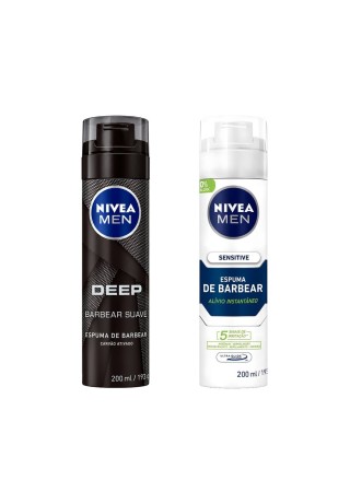 Kit 2 Espumas de Barbear NIVEA MEN Deep + Sensitive 200ml — NIVEA MEN