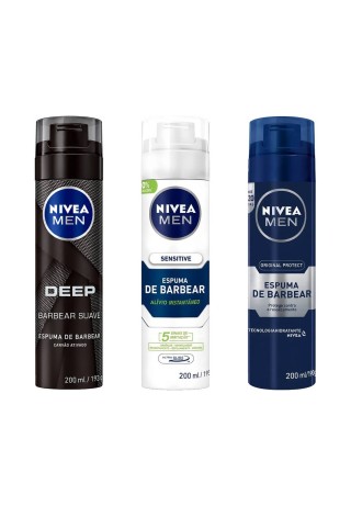 Kit 3 Espumas NIVEA MEN Deep + Sensitive + Original Protect — NIVEA MEN