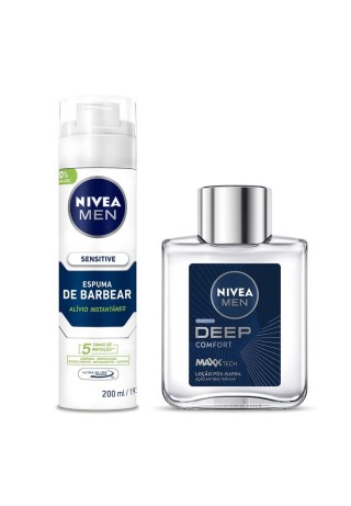 Kit de Barbear Nivea Men - Espuma Sensitive + Loção Pós-Barba Deep — NIVEA MEN