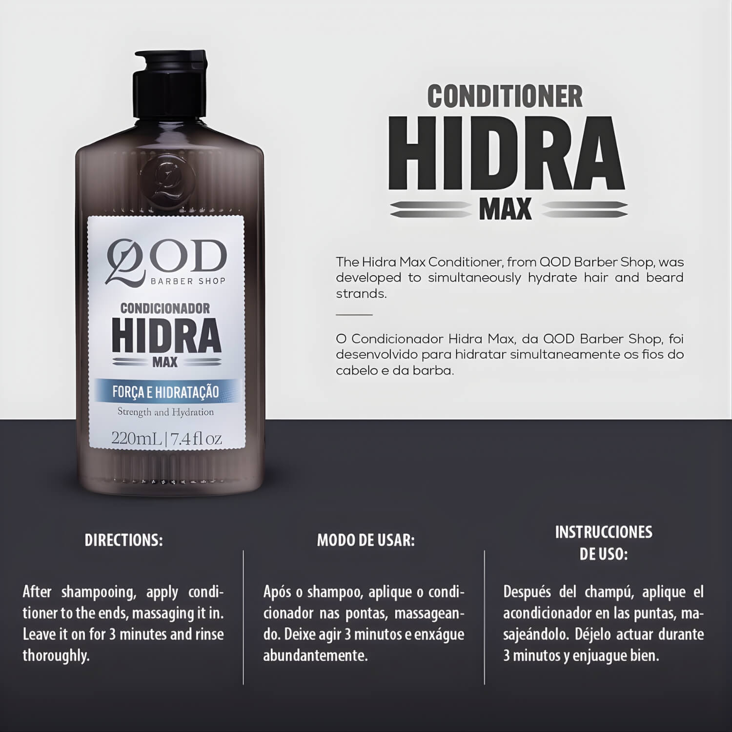 Condicionador Cabelo Masculino QOD Hidra Max 220ml — QOD BARBER SHOP