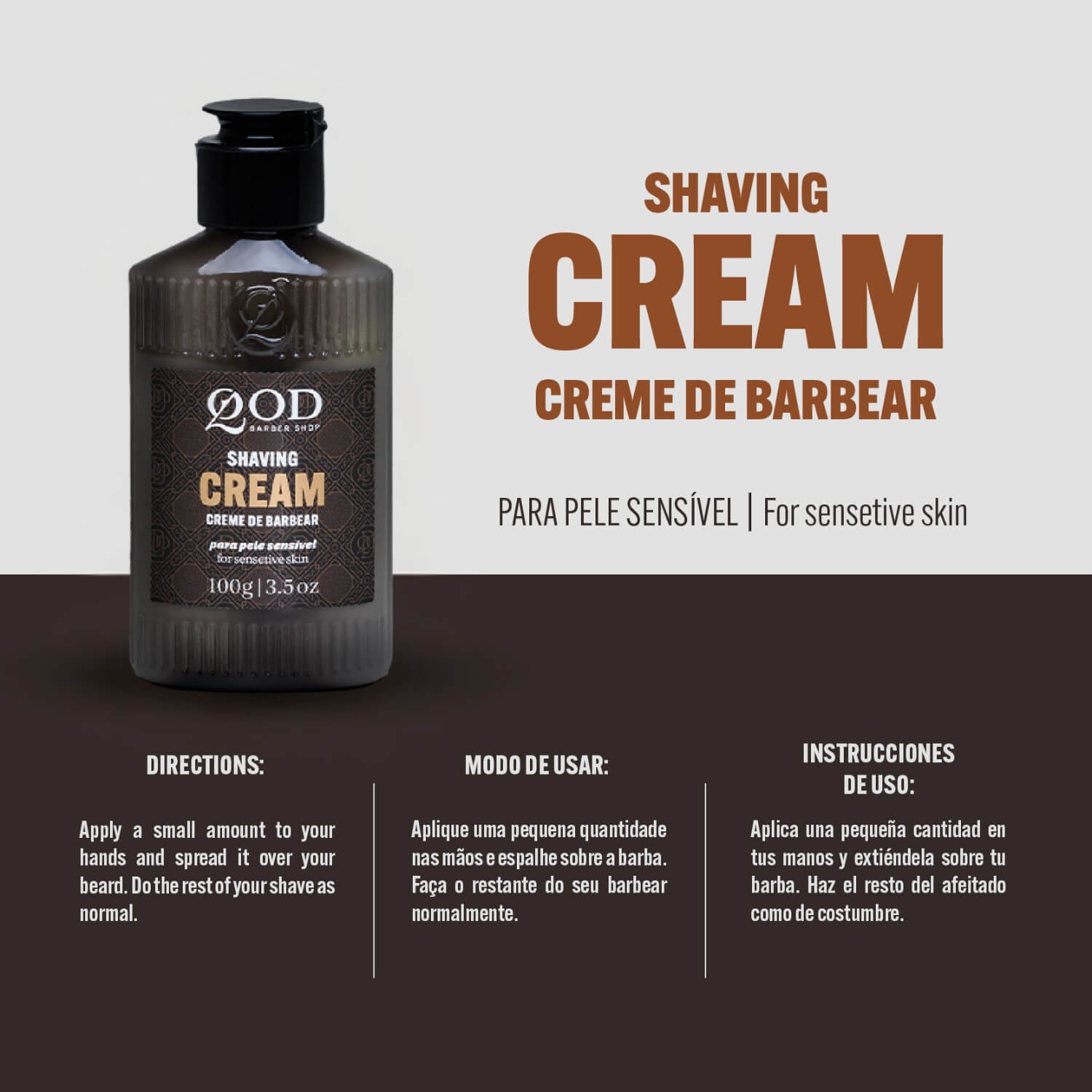Creme de Barbear Pele Sensível QOD Barber Shop 100g — QOD BARBER SHOP