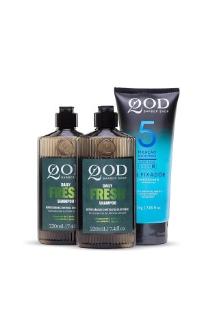Kit QOD 2 Shampoos Daily Fresh + Gel N.5 Super Forte — QOD BARBER SHOP