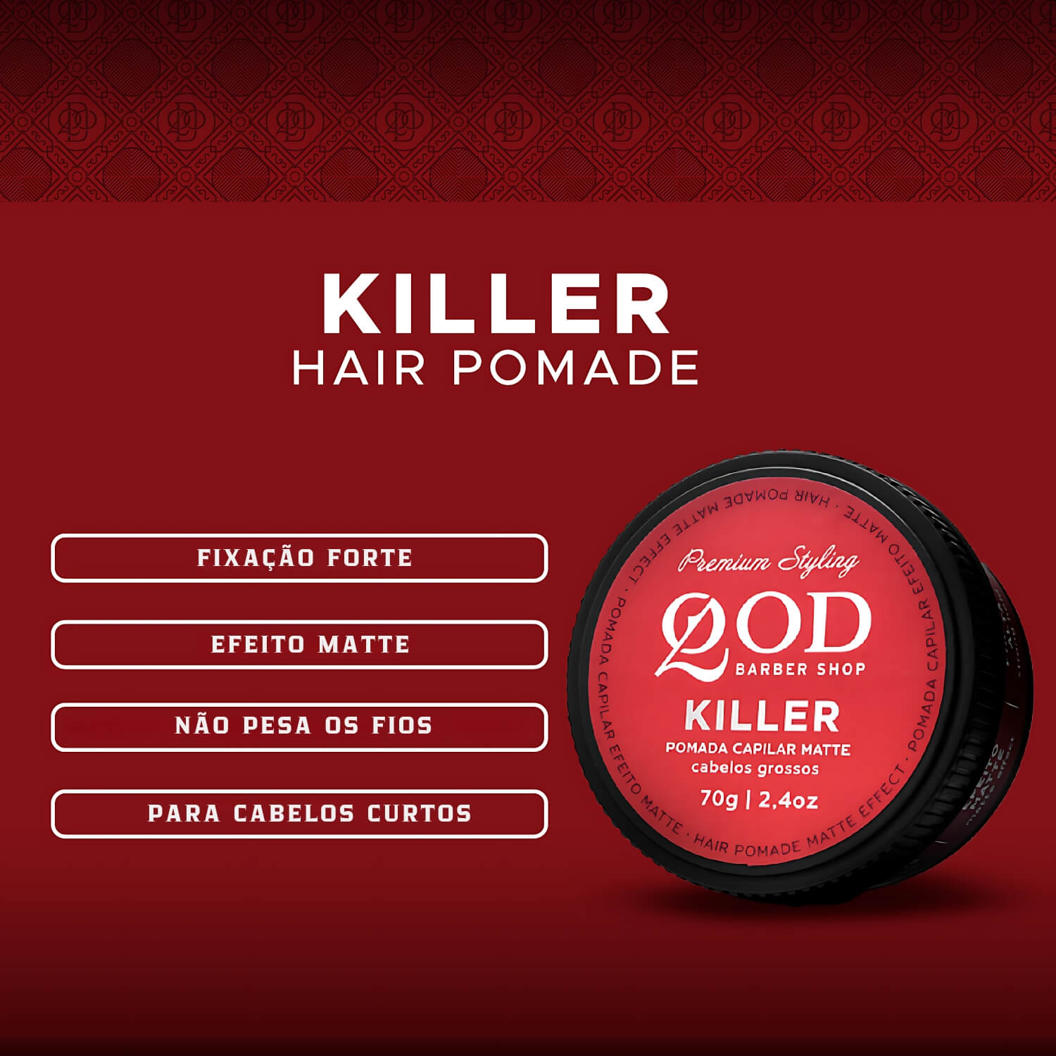 Kit 4 Pomadas QOD Killer Matte Alta Fixação — QOD BARBER SHOP