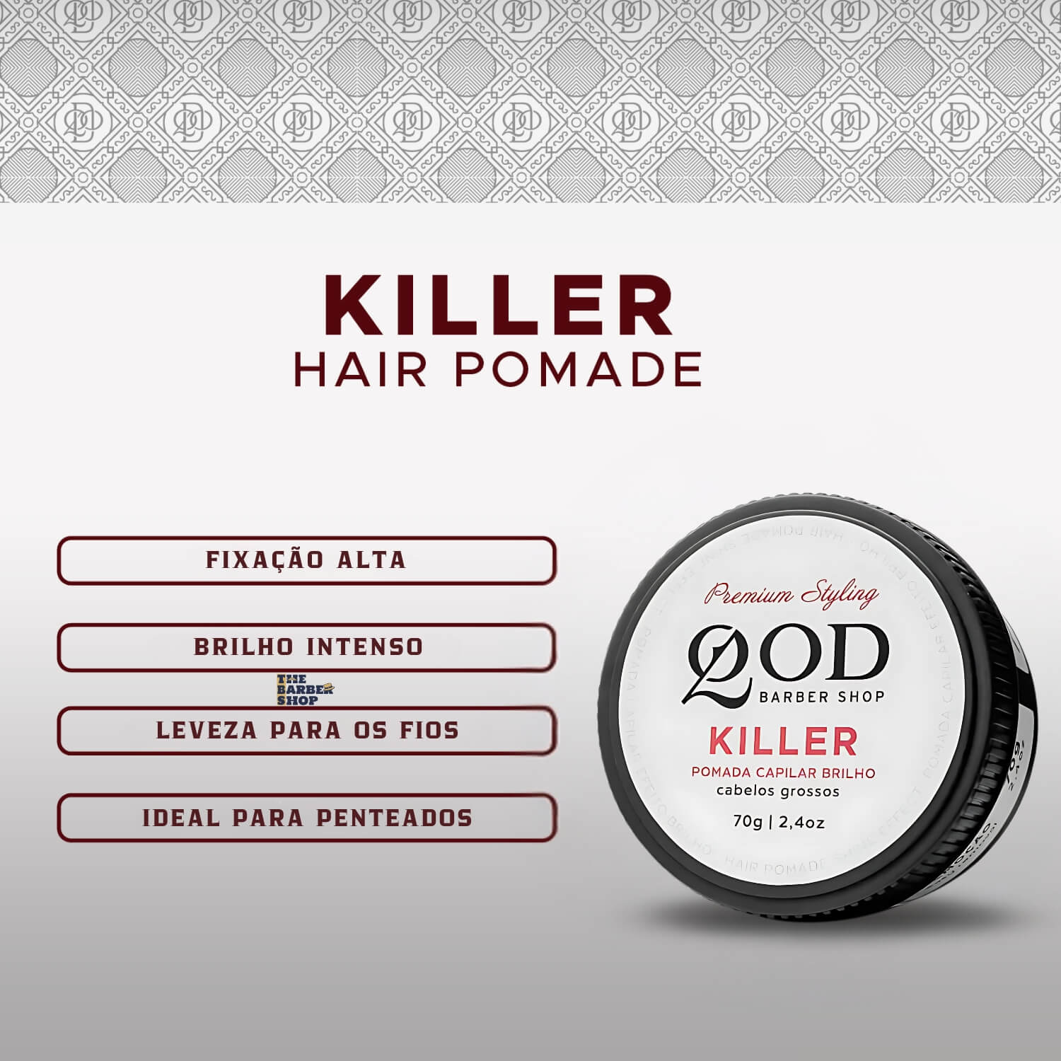 Kit 2 Pomadas QOD Killer Brilho Alta Fixação — QOD BARBER SHOP