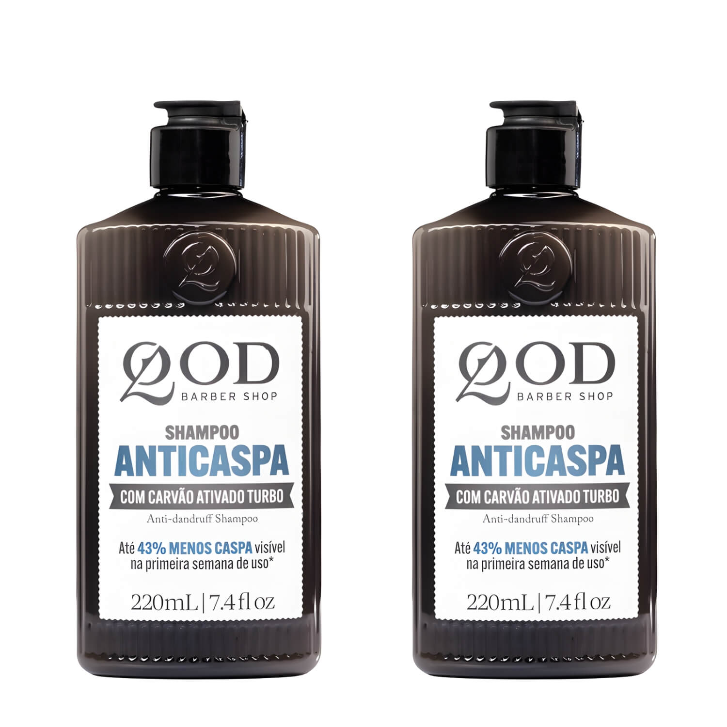 Kit 2 Shampoo QOD Anticaspa Carvão Ativado Turbo — QOD BARBER SHOP