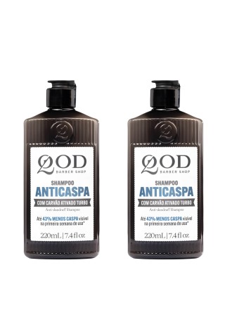Kit 2 Shampoo QOD Anticaspa Carvão Ativado Turbo — QOD BARBER SHOP